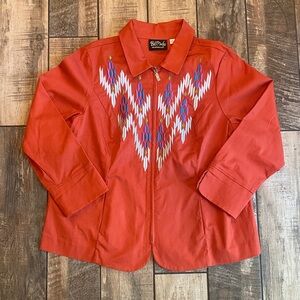 Bob Mackie Embroidered Aztec Orange Jacket